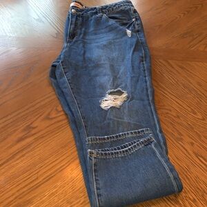 JustFab Distressed Straight Leg Jeans Size 33